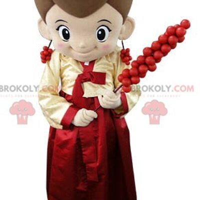 Mascotte REDBROKOLY de petit garçon habillé en rouge avec de gros sourcils / REDBROKO_04965