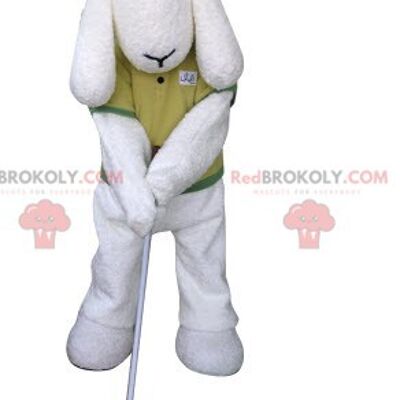 Mascotte de chien blanc REDBROKOLY habillé en costume de magicien / REDBROKO_04983