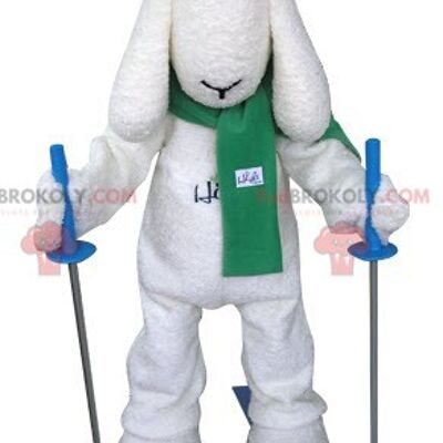 Cane bianco REDBROKOLY mascotte vestito con abito da golfista / REDBROKO_04984