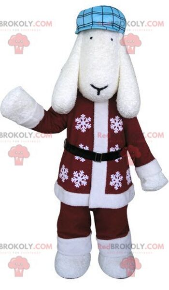 Mascotte de chien skieur blanc REDBROKOLY / REDBROKO_04985
