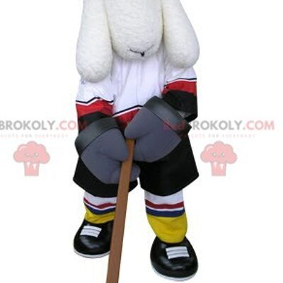 Mascotte de chien blanc REDBROKOLY en tenue d'hiver / REDBROKO_04986