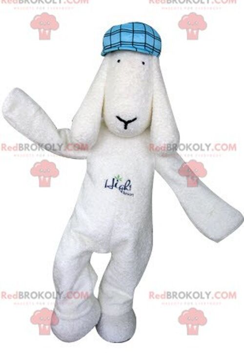 White dog REDBROKOLY mascot in hockey gear / REDBROKO_04987