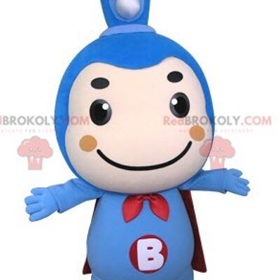 Blue toothbrush REDBROKOLY mascot with a cape / REDBROKO_04991