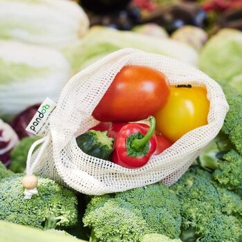 filets pour fruits et légumes | coton biologique | Lot de 6 avec sac à pain 7