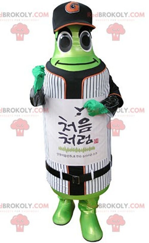 Green bottle REDBROKOLY mascot in sportswear / REDBROKO_05026