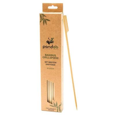 30 Grillsticks mit breitem Griff aus Bambus