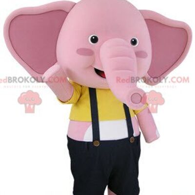 Elefante gigante rosa y blanco mascota REDBROKOLY / REDBROKO_05188