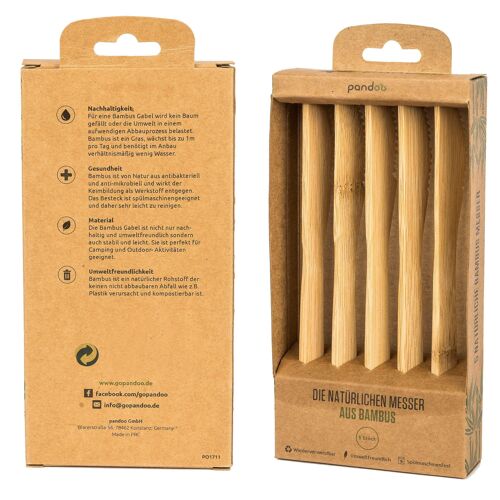 Besteck aus 100% natürlichem Bambus | 5er Set | Messer