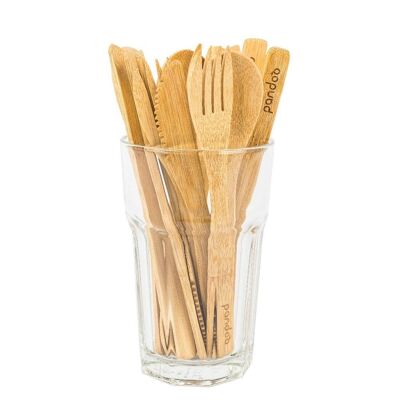 Couverts | 100% bambou | réutilisable | Ensemble de 5 | Couteaux, fourchettes ou cuillères