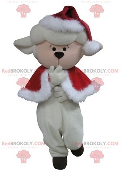 Christmas reindeer REDBROKOLY mascot in red and white outfit / REDBROKO_05300