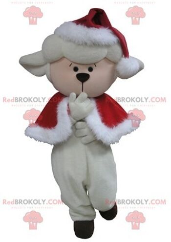 Mascotte de renne de Noël REDBROKOLY en tenue rouge et blanche / REDBROKO_05300