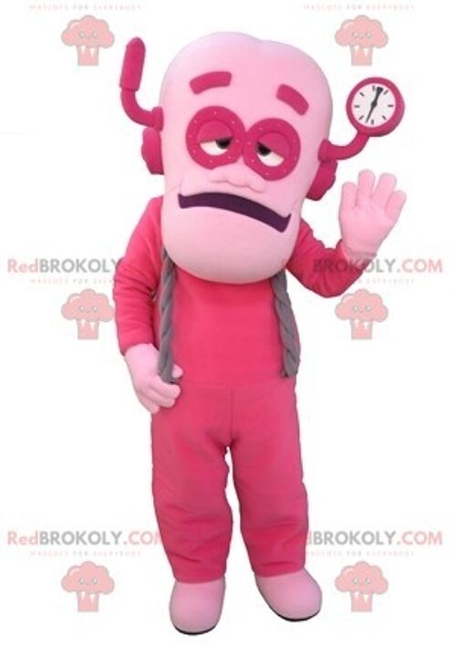 Very cute brown and pink monkey REDBROKOLY mascot / REDBROKO_05333