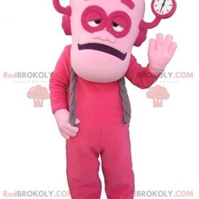 Molto carina scimmia marrone e rosa REDBROKOLY mascotte / REDBROKO_05333