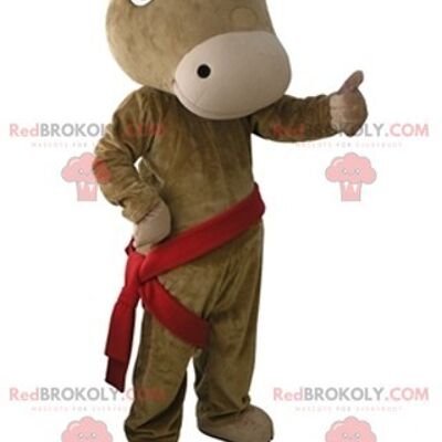 Cute and touching brown and pink monkey REDBROKOLY mascot / REDBROKO_05355