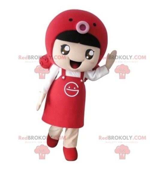 Tiger REDBROKOLY mascot in footballer outfit with a blue crest / REDBROKO_05419