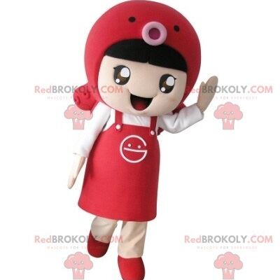 Tiger REDBROKOLY mascot in footballer outfit with a blue crest / REDBROKO_05419