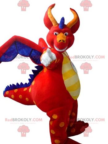 Mascotte de dragon vert REDBROKOLY avec un casque rouge / REDBROKO_05477