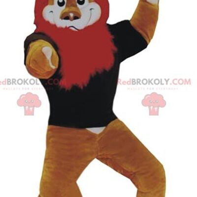 Mascotte REDBROKOLY volpe marrone con fascia e pettorina / REDBROKO_05511