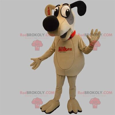 La mascota del oso polar REDBROKOLY sacando la lengua con un traje de baño / REDBROKO_05571