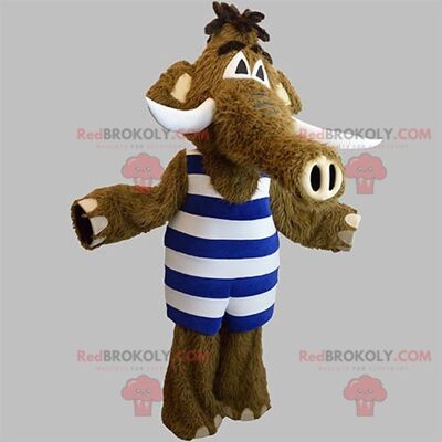 Brown ibex REDBROKOLY mascot with yellow horns / REDBROKO_05599