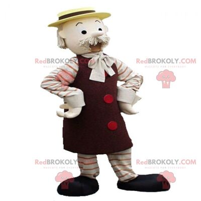 Brown mammoth REDBROKOLY mascot with a striped outfit / REDBROKO_05600