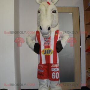 Mascotte de joueur de hockey REDBROKOLY en tenue rouge et marron / REDBROKO_05702