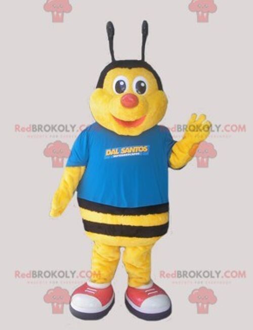 Asian bee REDBROKOLY mascot dressed in a colorful outfit / REDBROKO_05738