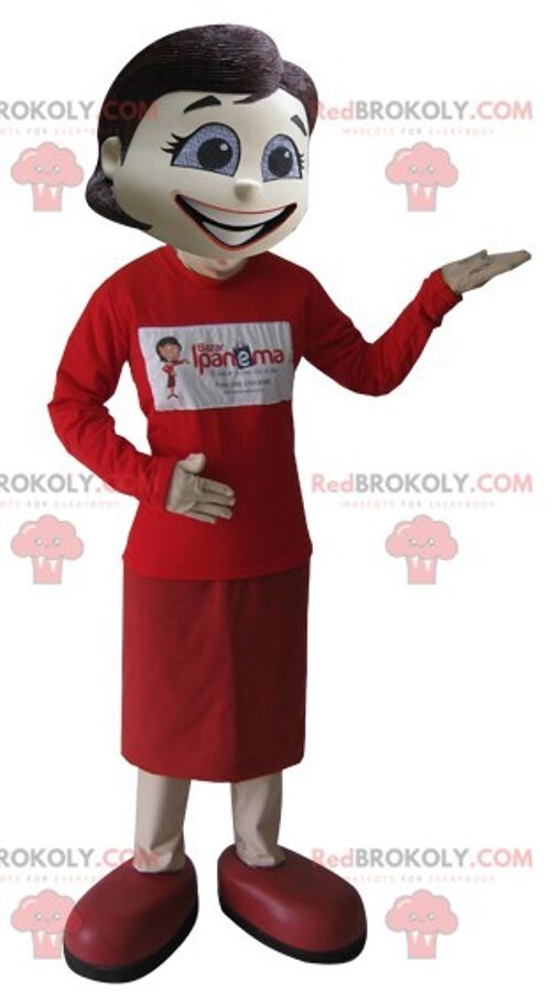 Female insect REDBROKOLY mascot with 4 arms with antennae / REDBROKO_05798