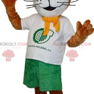 Gatto bianco e nero REDBROKOLY mascotte con occhiali / REDBROKO_05813