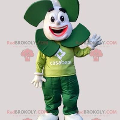 White and green snowman REDBROKOLY mascot. Green REDBROKOLY mascot / REDBROKO_05835
