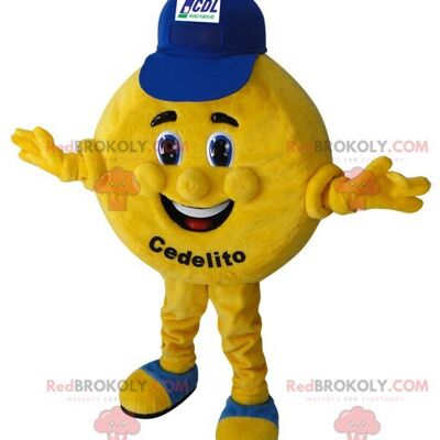 Giant and jovial yellow shopping bag REDBROKOLY mascot / REDBROKO_05844