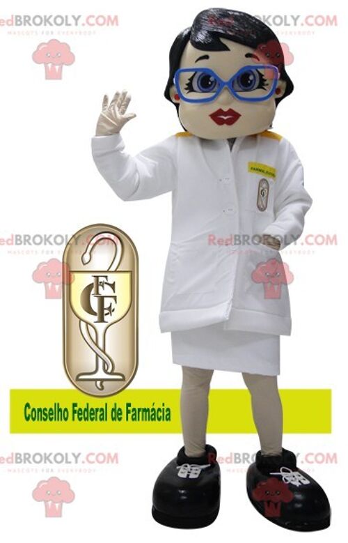 Doctor REDBROKOLY mascot dressed in a white coat / REDBROKO_05857