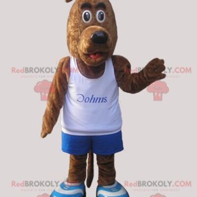 Brown doggie dog REDBROKOLY mascot with red tongue / REDBROKO_05924
