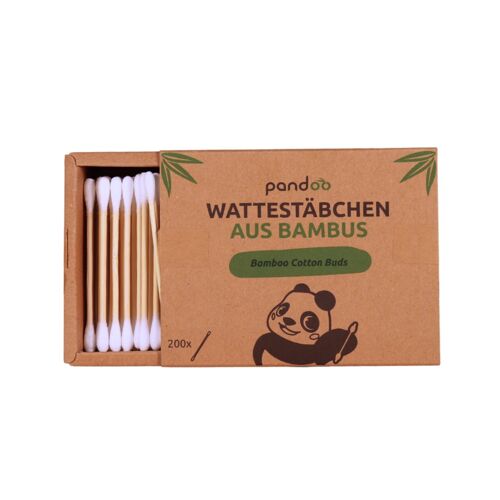 Plastikfreie Wattestäbchen | Bambus und Bio-Baumwolle | 4 Stück