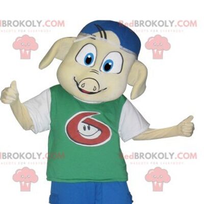 Sporty boy REDBROKOLY mascot winking / REDBROKO_06007