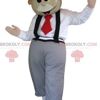 Teddy bear REDBROKOLY mascot dressed in overalls with a cap / REDBROKO_06009