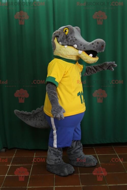 Giant green and yellow crocodile REDBROKOLY mascot / REDBROKO_06104