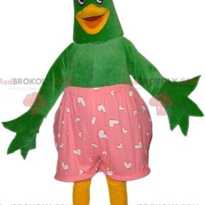 Green bird REDBROKOLY mascot dressed in winter clothes / REDBROKO_06121