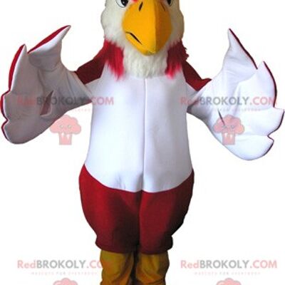 Mascotte de vautour jaune et bleu REDBROKOLY en tenue de sport / REDBROKO_06312