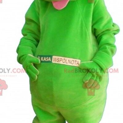 Green giant 4 leaf clover REDBROKOLY mascot smiling / REDBROKO_06360