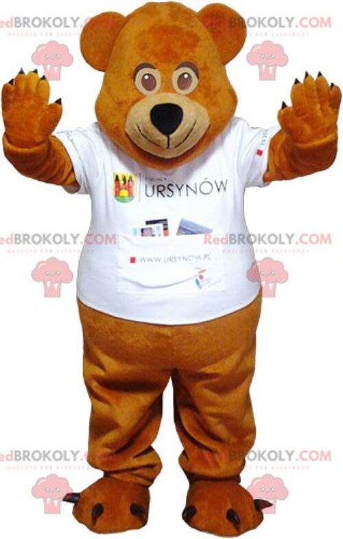 Brown owl REDBROKOLY mascot with a vest and glasses / REDBROKO_06477