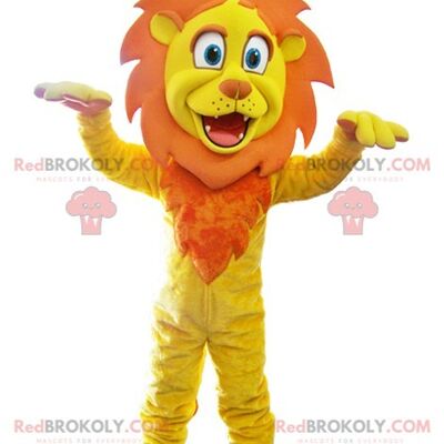 Brown lion REDBROKOLY mascot with a black t-shirt / REDBROKO_06555