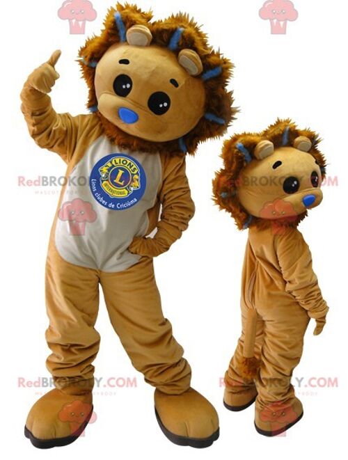 REDBROKOLY mascot beige and brown lion with a beautiful mane / REDBROKO_06559