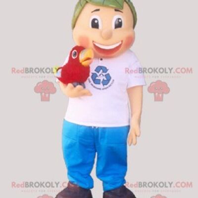 Red-haired boy REDBROKOLY mascot with big glasses / REDBROKO_06592