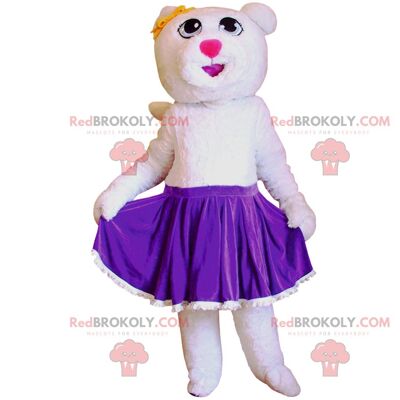 Round snowman REDBROKOLY mascot with a teddy bear head / REDBROKO_06599