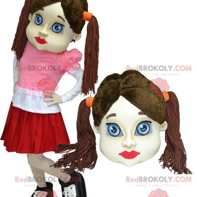 Mascotte d'écolière fille rousse REDBROKOLY en uniforme / REDBROKO_06605