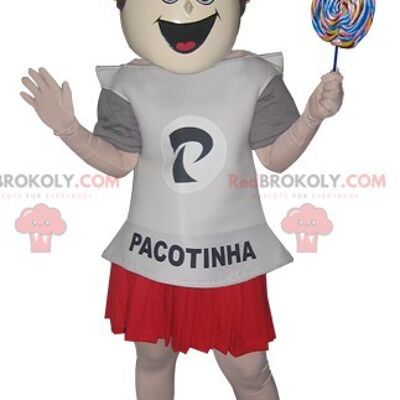 Teen boy REDBROKOLY mascot in jogging and t-shirt / REDBROKO_06631