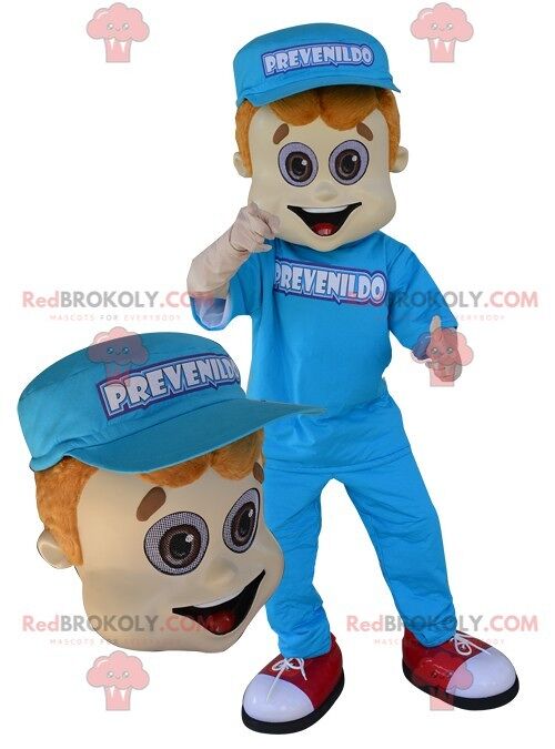 Rodent REDBROKOLY mascot with a funny head in sportswear / REDBROKO_06657