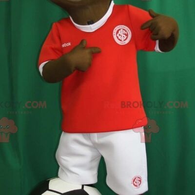 REDBROKOLY mascot young boy in red and white vacationer outfit / REDBROKO_06678