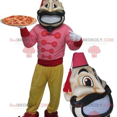 REDBROKOLY mascot man in overalls with a cap and a scarf / REDBROKO_06695